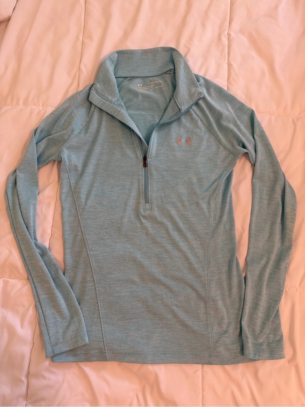 Women’s Light Blue Under Armour Heathered Light Blue 1/4 Zip Pullover XS